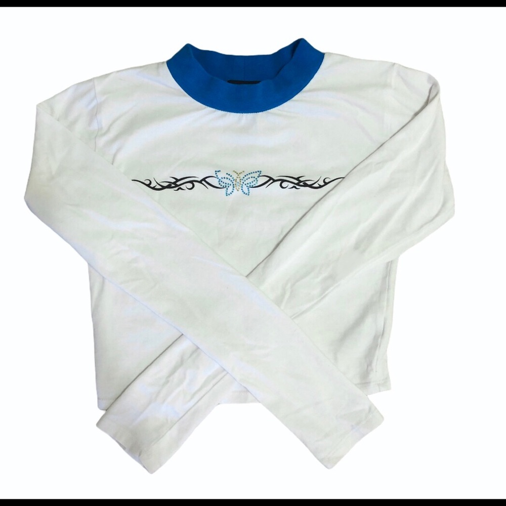 Long sleeve butterfly crop top